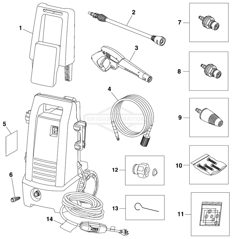 Briggs & Stratton pressure washer model 020654 replacement parts, pump breakdown, repair kits, owners manual and upgrade pump.